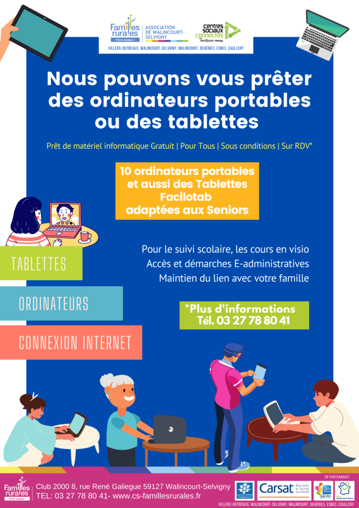 Prêt ordinateur et tablettes Familles Rurales