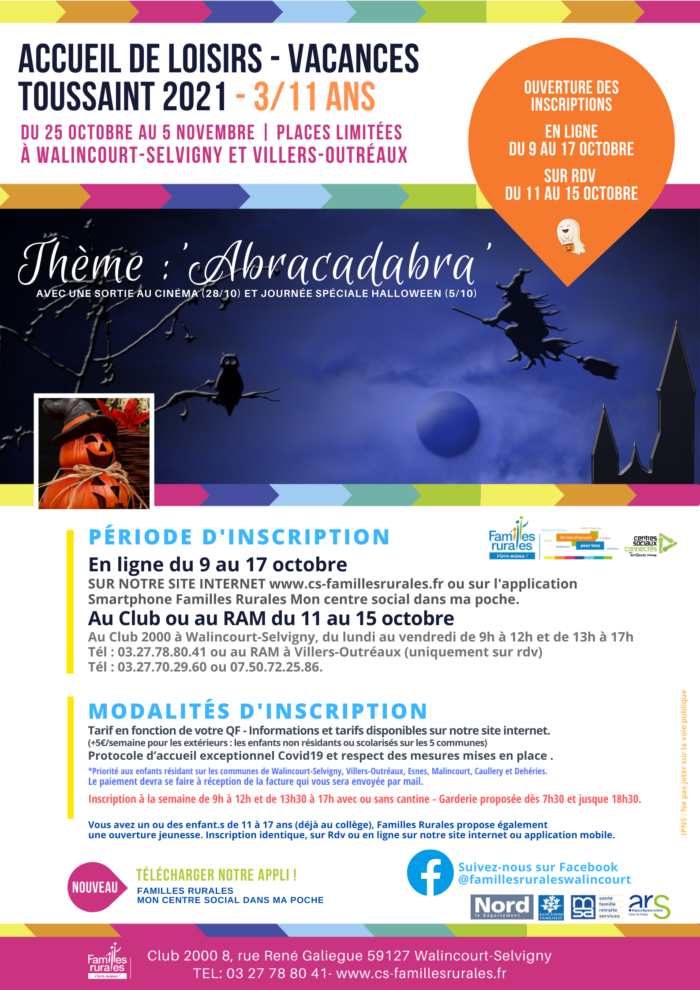 inscription vacances toussaint walincourt et villers outreaux