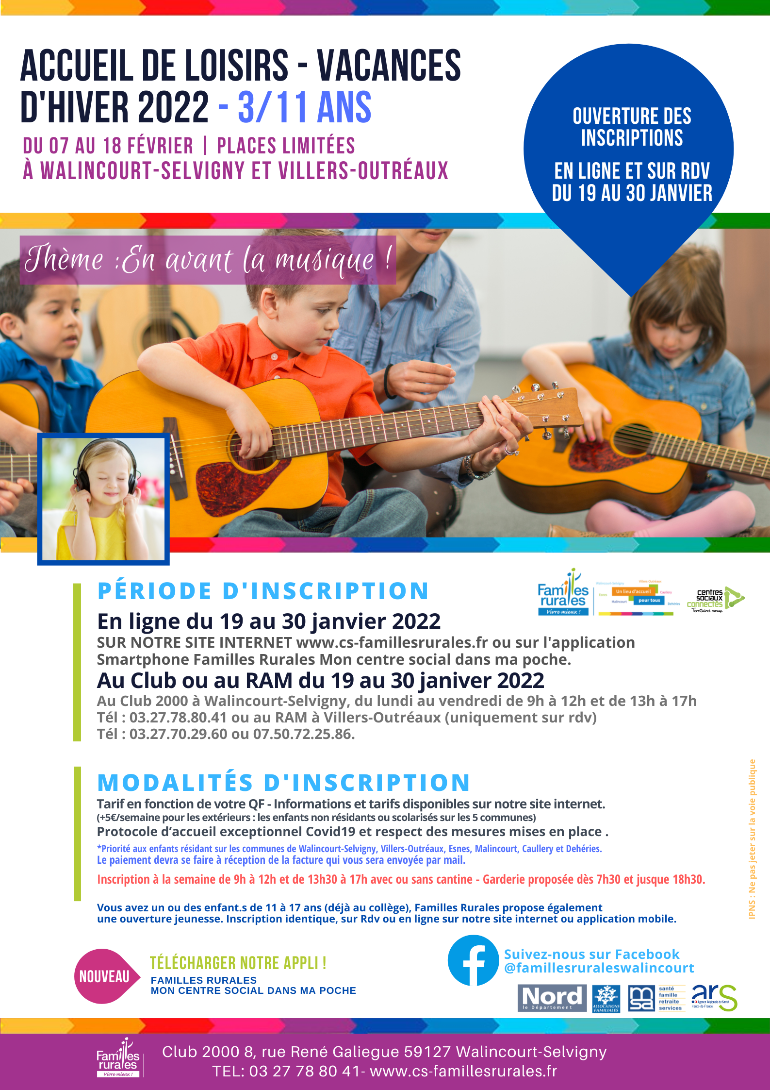 Dates inscription accueil de loisirs 3/11 ans