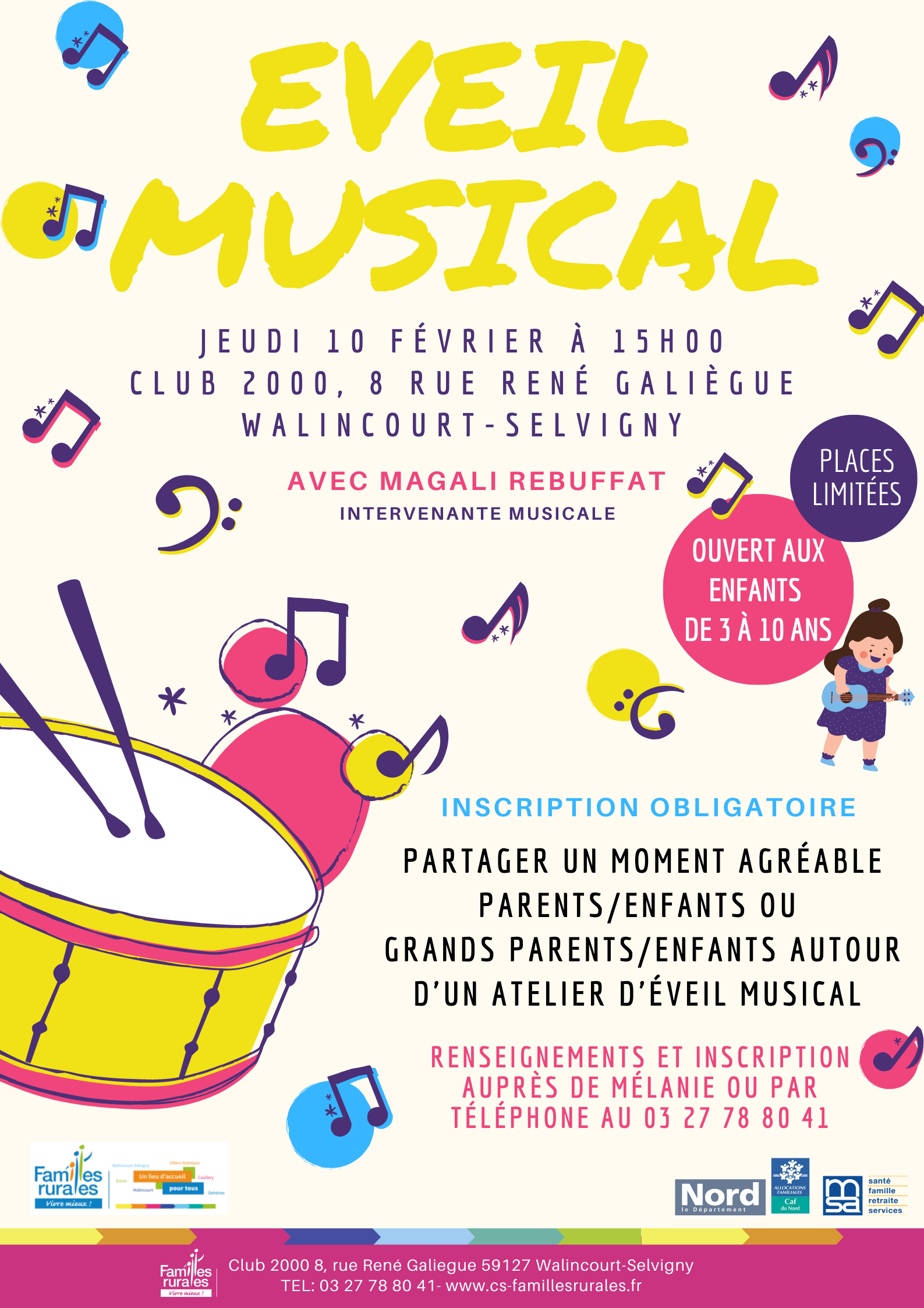 eveil musical 3-10 ans jeudi 10 février 2022