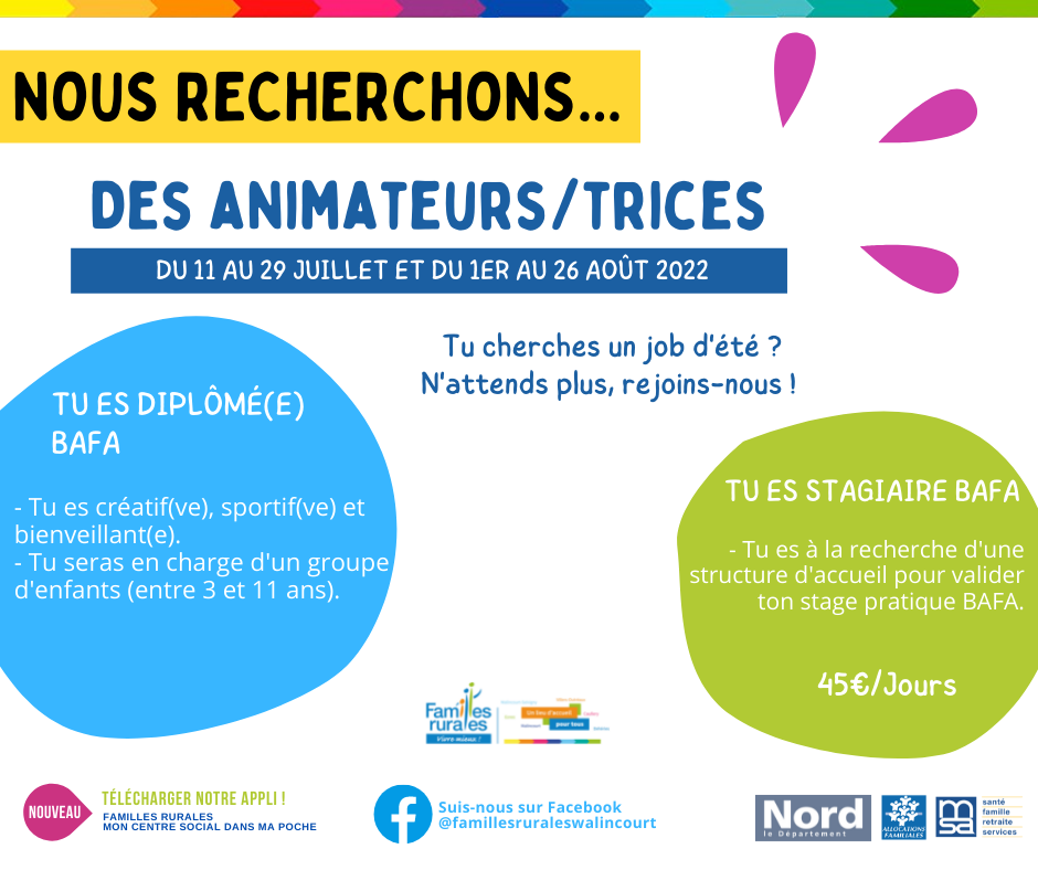 nous recherchons animateurs