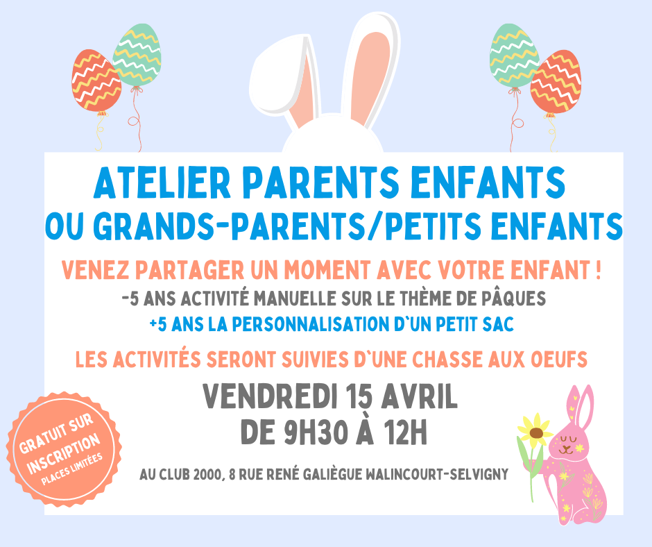 atelier parents enfants vendredi 15 avril